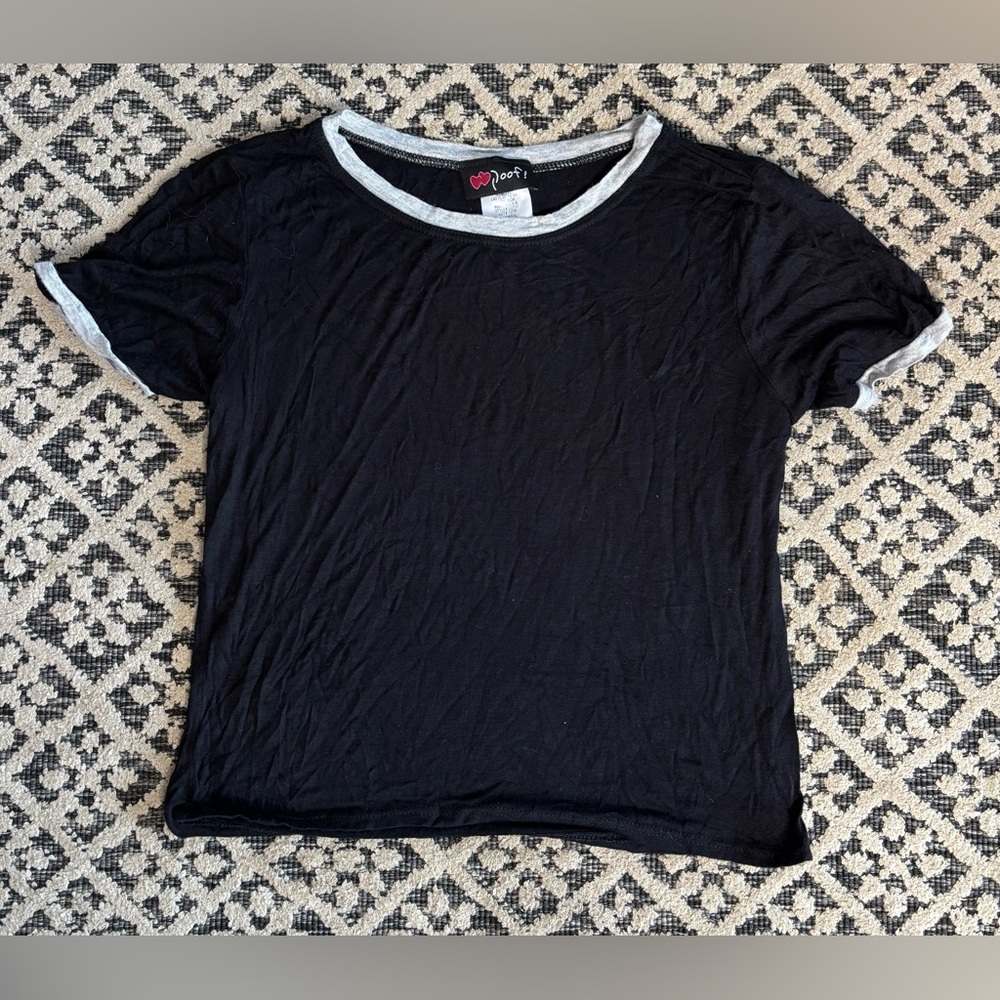 Poof! Black Tee with Gray Trim